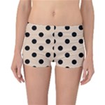 Polka Dots - Black on Pastel Brown Reversible Boyleg Bikini Bottoms