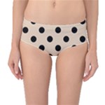 Polka Dots - Black on Pastel Brown Mid-Waist Bikini Bottoms