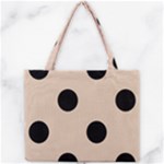 Polka Dots - Black on Pastel Brown Mini Tote Bag