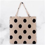 Polka Dots - Black on Pastel Brown Grocery Tote Bag