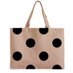 Polka Dots - Black on Pastel Brown Zipper Mini Tote Bag