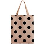 Polka Dots - Black on Pastel Brown Zipper Classic Tote Bag