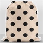 Polka Dots - Black on Pastel Brown Drawstring Bag (Large)