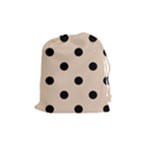Polka Dots - Black on Pastel Brown Drawstring Pouch (M)