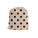 Polka Dots - Black on Pastel Brown Drawstring Pouch (L)