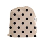 Polka Dots - Black on Pastel Brown Drawstring Pouch (XL)