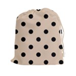 Polka Dots - Black on Pastel Brown Drawstring Pouch (XXl)