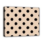 Polka Dots - Black on Pastel Brown Deluxe Canvas 20  x 16  (Stretched)