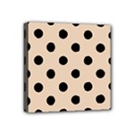 Polka Dots - Black on Pastel Brown Mini Canvas 4  x 4  (Stretched)