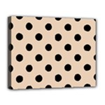 Polka Dots - Black on Pastel Brown Canvas 14  x 11  (Stretched)