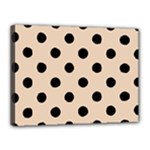 Polka Dots - Black on Pastel Brown Canvas 16  x 12  (Stretched)