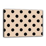 Polka Dots - Black on Pastel Brown Canvas 18  x 12  (Stretched)