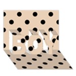 Polka Dots - Black on Pastel Brown BOY 3D Greeting Card (7x5)