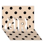 Polka Dots - Black on Pastel Brown GIRL 3D Greeting Card (7x5)