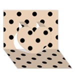 Polka Dots - Black on Pastel Brown Heart 3D Greeting Card (7x5)