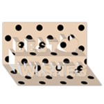 Polka Dots - Black on Pastel Brown Best Wish 3D Greeting Card (8x4)