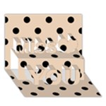 Polka Dots - Black on Pastel Brown Miss You 3D Greeting Card (7x5)