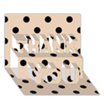 Polka Dots - Black on Pastel Brown THANK YOU 3D Greeting Card (7x5)