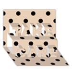 Polka Dots - Black on Pastel Brown TAKE CARE 3D Greeting Card (7x5)