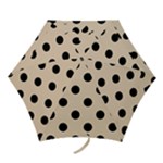 Polka Dots - Black on Pastel Brown Mini Umbrella