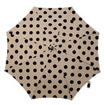 Polka Dots - Black on Pastel Brown Hook Handle Umbrella (Medium)