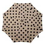 Polka Dots - Black on Pastel Brown Hook Handle Umbrella (Small)