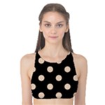 Polka Dots - Pastel Brown on Black Tank Bikini Top