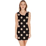Polka Dots - Pastel Brown on Black Bodycon Dress