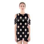 Polka Dots - Pastel Brown on Black Women s Cutout Shoulder Dress