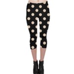Polka Dots - Pastel Brown on Black Capri Leggings