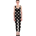 Polka Dots - Pastel Brown on Black OnePiece Catsuit