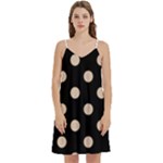 Polka Dots - Pastel Brown on Black Women s Reversible Sports Bra with Border