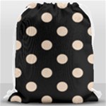Polka Dots - Pastel Brown on Black Drawstring Bag (Large)