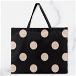 Polka Dots - Pastel Brown on Black Zipper Large Tote Bag