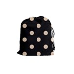 Polka Dots - Pastel Brown on Black Drawstring Pouch (M)