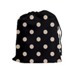 Polka Dots - Pastel Brown on Black Drawstring Pouch (XL)
