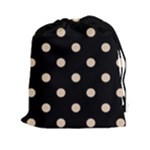 Polka Dots - Pastel Brown on Black Drawstring Pouch (XXl)