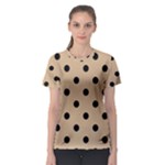 Polka Dots - Black on Tan Brown Women s Sport Mesh Tee
