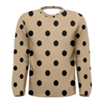Polka Dots - Black on Tan Brown Men s Long Sleeve T-shirt