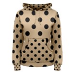 Polka Dots - Black on Tan Brown Women s Pullover Hoodie