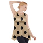 Polka Dots - Black on Tan Brown Side Drop Tank Tunic
