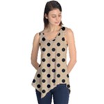 Polka Dots - Black on Tan Brown Sleeveless Tunic