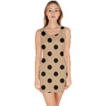 Polka Dots - Black on Tan Brown Bodycon Dress