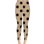 Polka Dots - Black on Tan Brown Women s Leggings