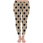 Polka Dots - Black on Tan Brown Winter Leggings