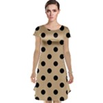 Polka Dots - Black on Tan Brown Cap Sleeve Nightdress