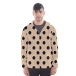Polka Dots - Black on Tan Brown Hooded Wind Breaker (Men)
