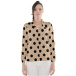 Polka Dots - Black on Tan Brown Wind Breaker (Women)