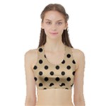 Polka Dots - Black on Tan Brown Women s Sports Bra with Border