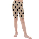 Polka Dots - Black on Tan Brown Kid s Mid Length Swim Shorts